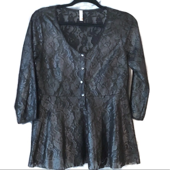 Free People Lace Peplum Top - Picture 4 of 10